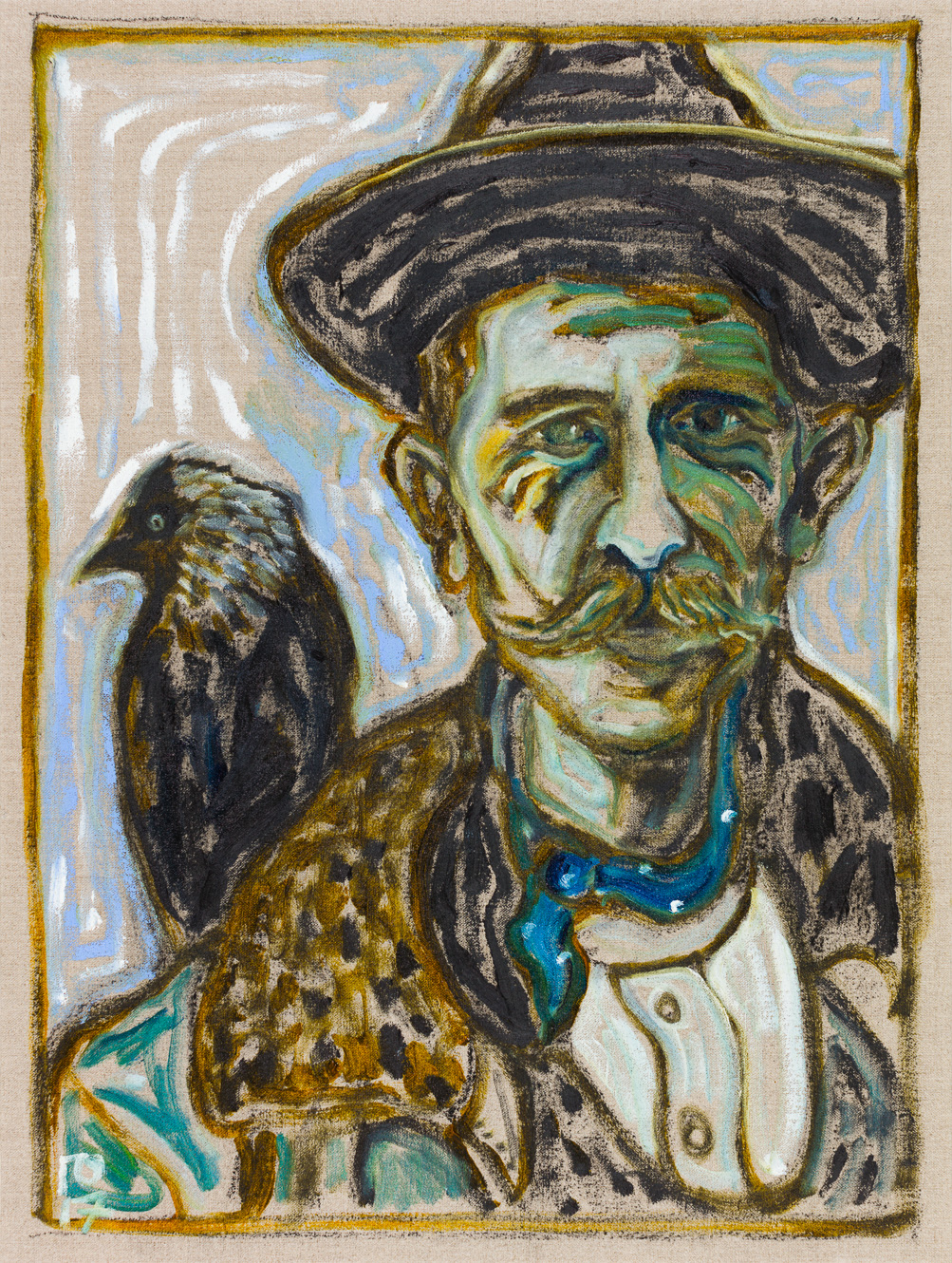 BillyChildish-painting-Man-With-Jackdaw-46x61-WEB-3479