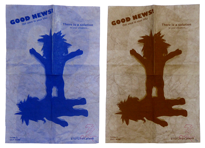 STOT21stCplanB_Good_News_lue_and_brown_handbills