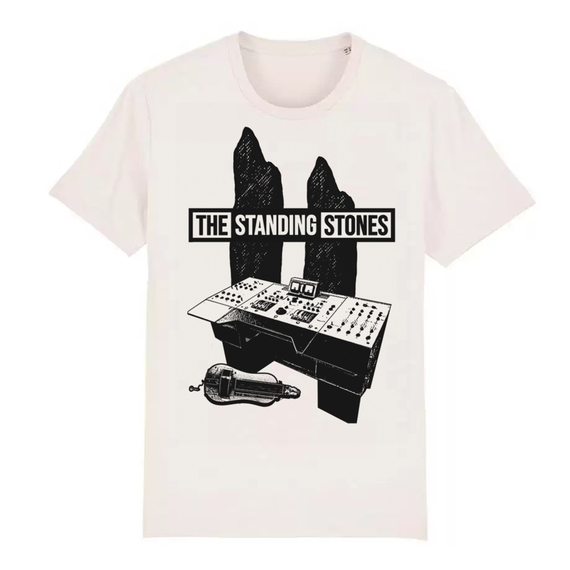 Standing Stones T-shirt mock-up BLACK on VINTAGE WHITE