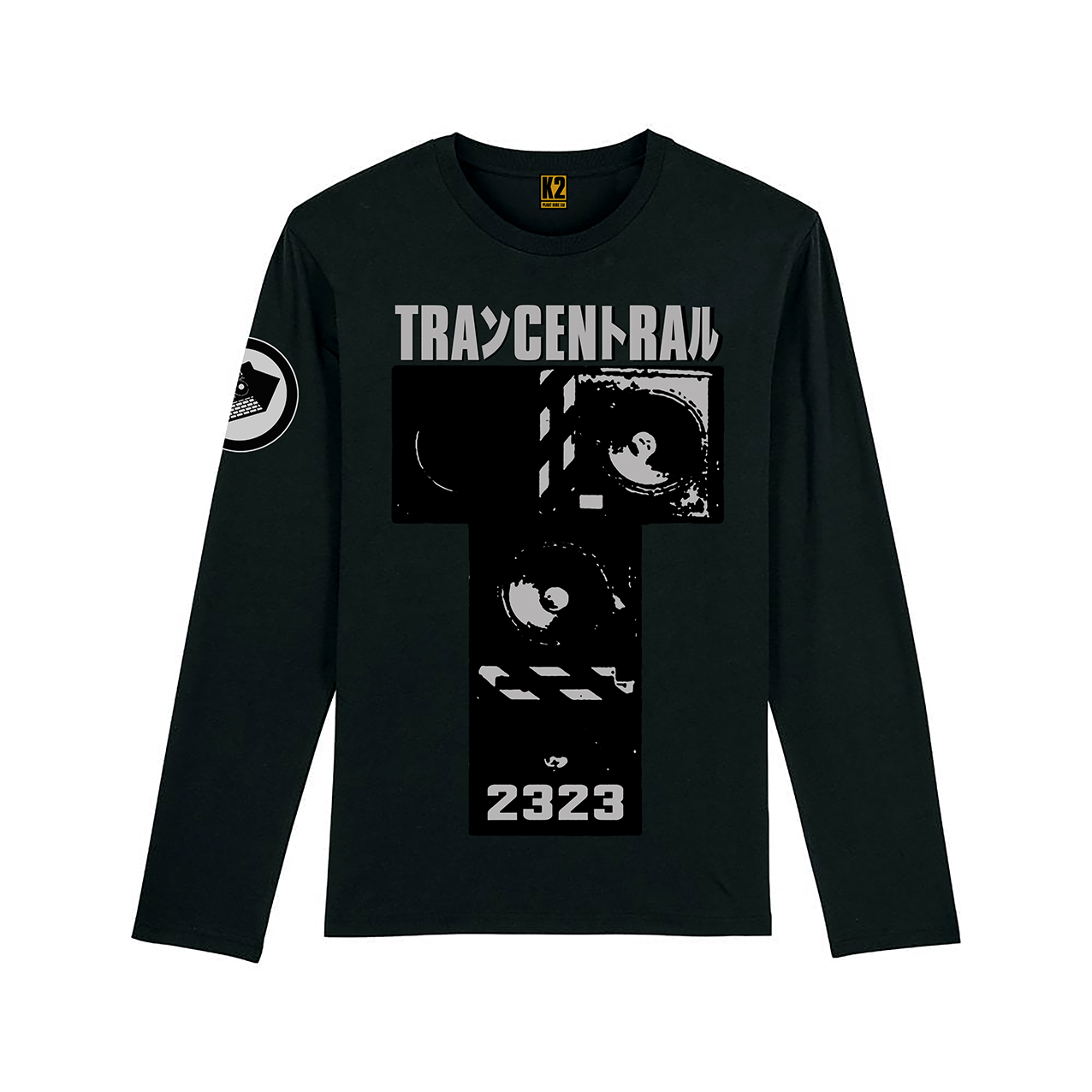TRANCENTRAL 2323 Black on silver Longsleeve Front TRANCENTRAL 2323 Black on silver Longsleeve Front