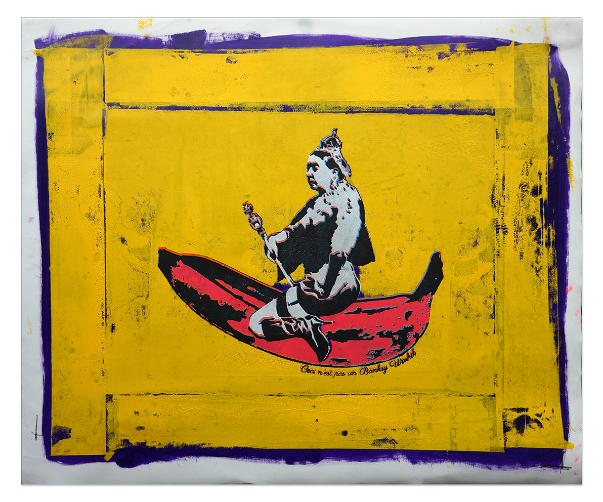 Not Banksy – We are Not Amused – canvas 84×70 (8)